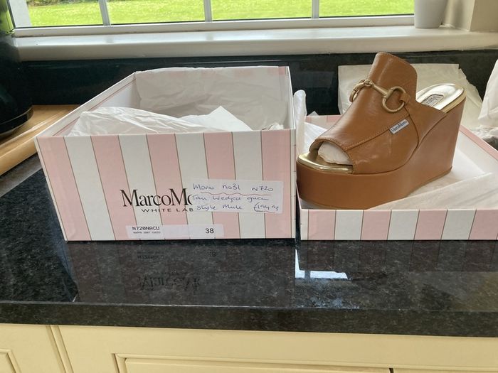 Marco Moreo Tan Gucci style wedge size 38