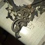 Beautiful Pair of Antique Art Nouveau Beatrice. Bronzed Photo Frames Cherub. a stunning lady lies on the top of the frame with beautiful scrollwork descending down the frame to a winged Cupid or Angel Image 7