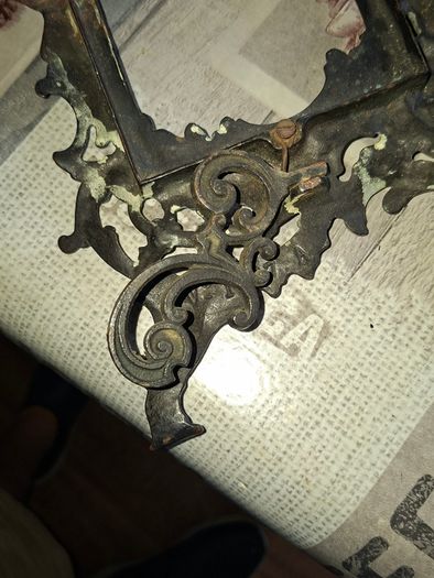 Beautiful Pair of Antique Art Nouveau Beatrice. Bronzed Photo Frames Cherub. a stunning lady lies on the top of the frame with beautiful scrollwork descending down the frame to a winged Cupid or Angel