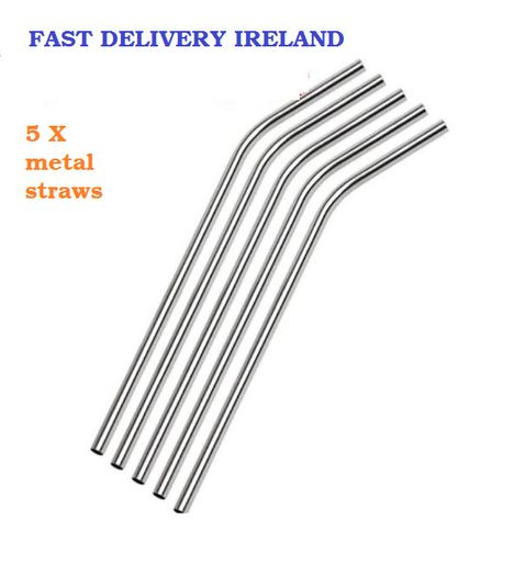 Reusable Metal Straws Stainless Steel Bent 8.5cm 5 in Pack