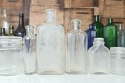 470 - Set of 6 Vintage Clear Glass Cork Screw Top Collectible Decorative Bottles