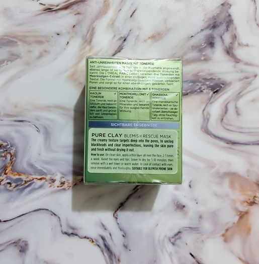 L'Oreal Pure Clay Blemish Rescue Blue Algae Face Mask 15 ml - New