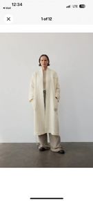 Zara Manteco Wool Ecru Robe Coat