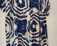 Made in Italy navy and cream abstract print tunic style midi SzL (Fit 12-14UK)