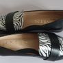 EMIS Womens Pointed Leather Loafers Shoes Black White Animal Print UK4.5 New In Box CAN POST Image 4