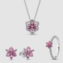 Pandora Herbarium Sparkling Pink Double Flower Pendant Necklace   Brand New Image 3