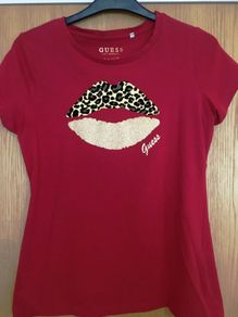 GUESS Lips T-shirt with Animal Print L
