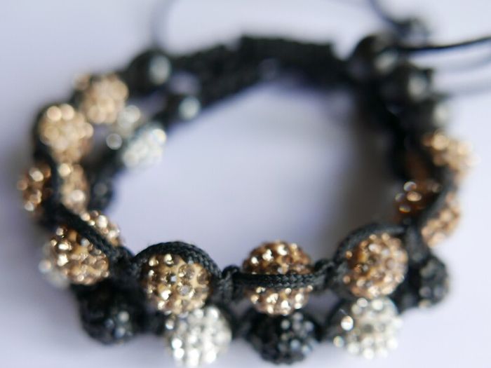 White and Black or Brown Crystal Pave Disco Ball Dia-Cut Adjustable Bracelets (15 each)
