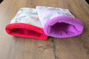 2 Guinea pig cozy sacks - red and purple
