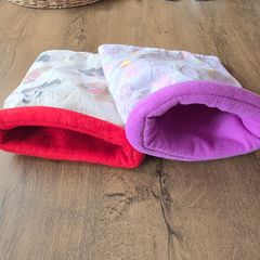 2 Guinea pig cozy sacks - red and purple