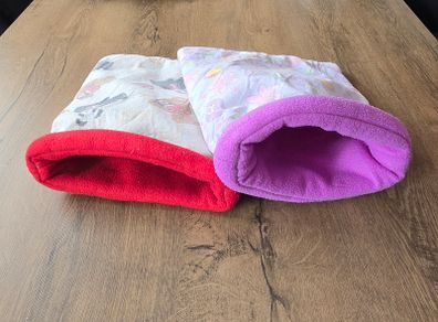 2 Guinea pig cozy sacks - red and purple