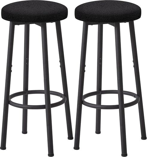 67 cm Bar Stools Set of 2, Black Breakfast Barstools, Kitchen Bar Stool Chairs with Metal Leg for Kitchen Island Counter Breakfast Bars Living Room Party