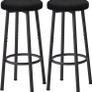 67 cm Bar Stools Set of 2, Black Breakfast Barstools, Kitchen Bar Stool Chairs with Metal Leg for Kitchen Island Counter Breakfast Bars Living Room Party Image 2