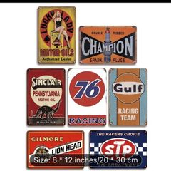 Collection oil garage themed tin signs free postage