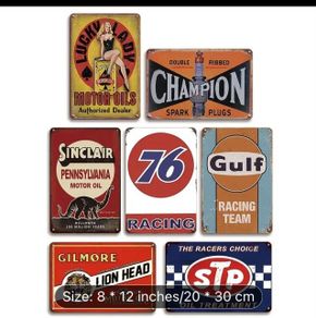 Collection oil garage themed tin signs free postage