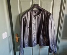 Ladies plus size black leather biker jacket