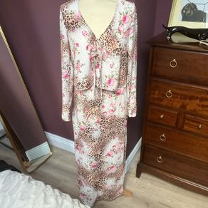 New Look- LEOPARD - FLORAL Maxi skirt - brown pattern UK10 New