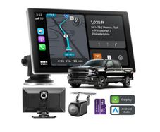 Jzones Carplay Screen for Car, 9" Portable Wireless Carplay&Android Auto, 4K Dash Cam,1080P Backup Camera, Car Stereo