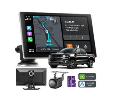 Jzones Carplay Screen for Car, 9" Portable Wireless Carplay&Android Auto, 4K Dash Cam,1080P Backup Camera, Car Stereo