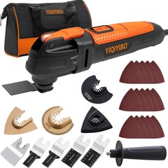 300W Multifunction Tool with 6 Variable Speed, 3 Oscillation Angle, Quick-fit Blade Design, with 24pcs Accessories for Cutting, Sanding, Scraping, Polishing