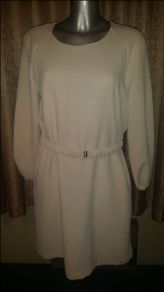 Zara classy beige midi dress long sleeves size UK12 EU40 Postage included