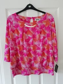Gerard 3/4 sleeve bar dressy top pink size 18 NEW with tags