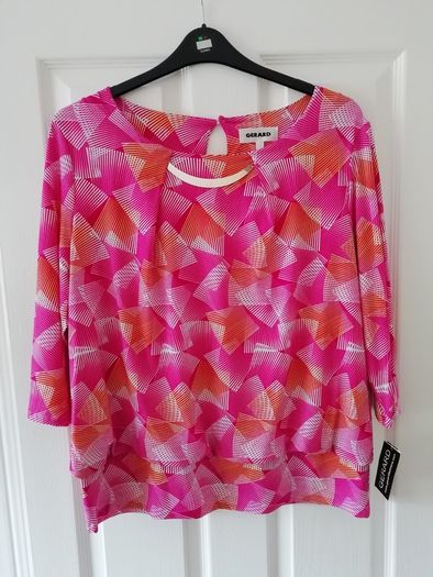 Gerard 3/4 sleeve bar dressy top pink size 18 NEW with tags