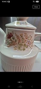 Vintage Carrigdhoun Pottery Co-op Cork Ireland floral teapot 1980s Carrigaline Irish