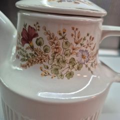 Vintage Carrigdhoun Pottery Co-op Cork Ireland floral teapot 1980s Carrigaline Irish