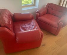 Red Leather Armchairs