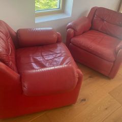Red Leather Armchairs