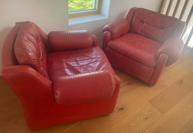 Red Leather Armchairs