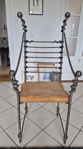Gerald Pullman Ironworks Chair Hand Forged Iron & Solid Wood
