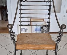 Gerald Pullman Ironworks Chair Hand Forged Iron & Solid Wood