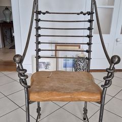 Gerald Pullman Ironworks Chair Hand Forged Iron & Solid Wood
