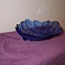 Vintage blue glass leaf dish bowl Image 3