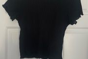 Zara black ribbed crop top tee tshirt size S