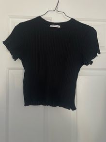 Zara black ribbed crop top tee tshirt size S