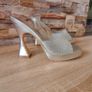 Silver embellished heel sandals, size 6 Image 2