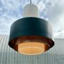 Rare vintage run of 2 Danish suspended pendant lights by Fog & Morup. Image 5