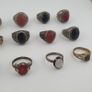 15 Traditional Brass Stone & Glass Rings Rustic Antique Jewellery Image 4