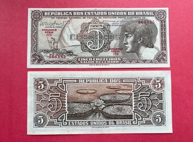 Brazil 5 Cruzeiros  1962  Pick 166.  ( Uncirculated )