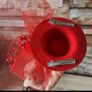 Red Women Bridal Wedding Mesh Mini Hat Image 3