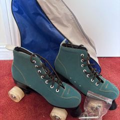 Teal suede roller skates
