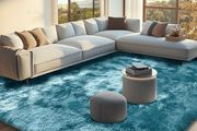 160x230cm Blue Green Large Rug for Living Room - Ultra Soft Fluffy Shaggy Rugs for Bedroom, Indoor Nursery Carpets for Kids Room Home Decor, Non Shedding, Anti-Slip Backing