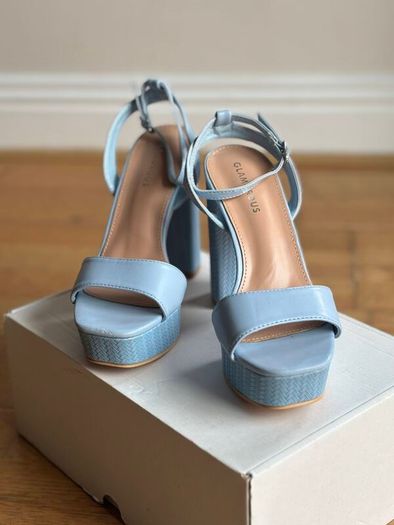 Blue platform sandals