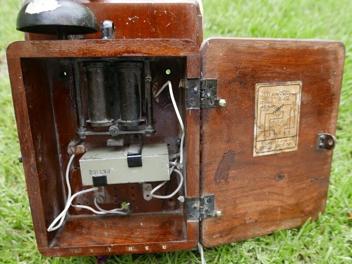 Antiques  Oak Telephone Box, Bell Set