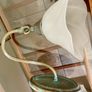 Vintage Lustrarte Brass Wall Sconce Goose Neck Pendulum Shade Holder Finished in Antique Verdigris Image 5