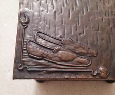 Art noveau copper slipper box