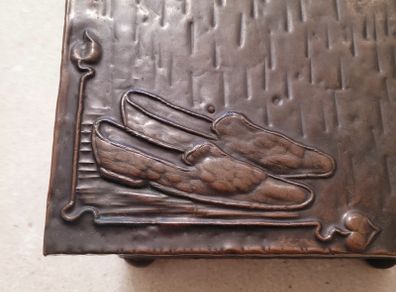 Art noveau copper slipper box